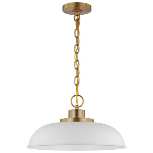 NUVO Lighting NUV-60-7480 Colony - 1 Light - Small Pendant - Matte White with Burnished Brass