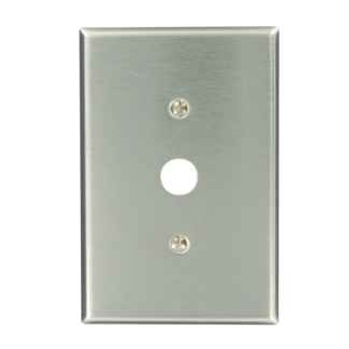 Leviton 84137-40 1-Gang .625 Inch Hole Device Telephone/Cable Wallplate, Oversized, 302 Stainless Steel, Strap Mount, - Stainless Steel