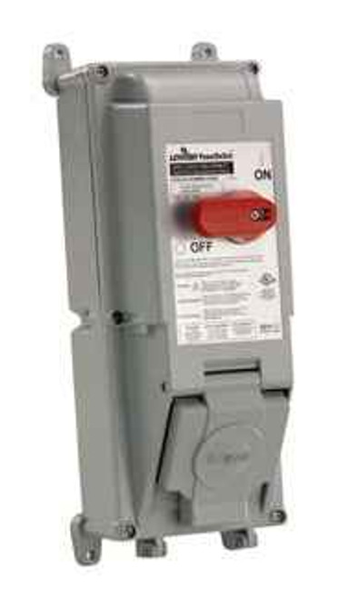Leviton EDSR-23 30 Amp Non-Fused PowerSwitch Safety Disconnect Switch with Locking Receptacle Bracket, Rated IP54 & IP66.