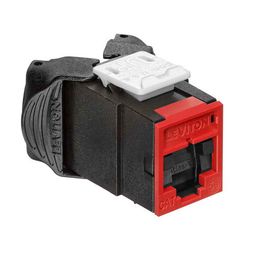 Leviton 5EUJK-SC5 Atlas-X1 Cat 5e UTP QuickPort Jack with Shutters, Crimson