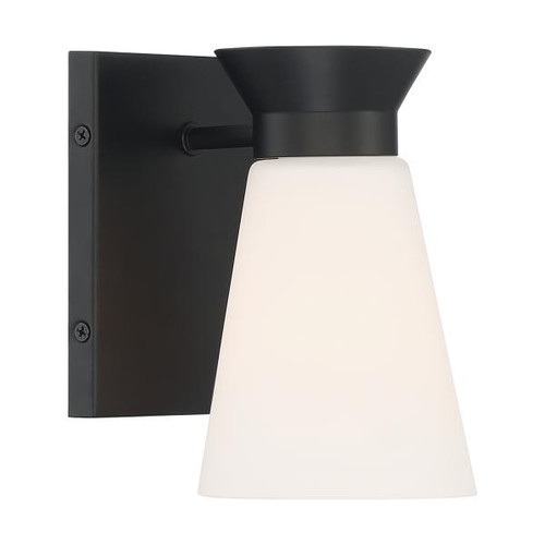 NUVO Lighting NUV-60-7311 Caleta - 1 Light - Wall Sconce Fixture - Black Finish with Frosted Cylindrical Glass