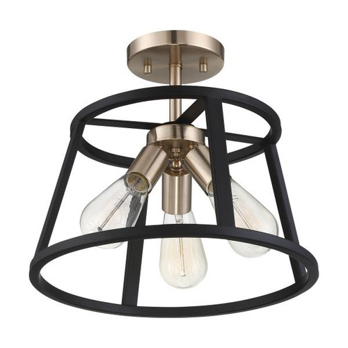 NUVO Lighting NUV-60-6643 Chassis - 3 Light - Semi-Flush Mount Fixture - Copper Brushed Brass Finish with Matte Black Frame