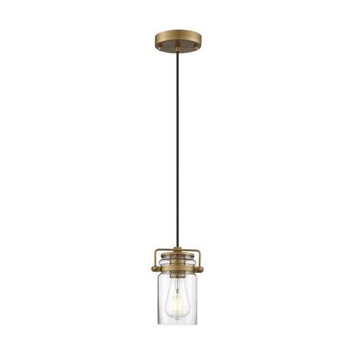 NUVO Lighting NUV-60-6735 Antebellum - 1 Light - Mini Pendant Fixture - Vintage Brass Finish with Clear Glass