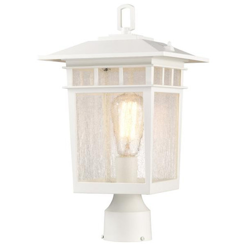 NUVO Lighting NUV-60-5951 Cove Neck Collection Outdoor Large 16 inch Post Light Pole Lantern - White Finish with Clear Seeded Glass