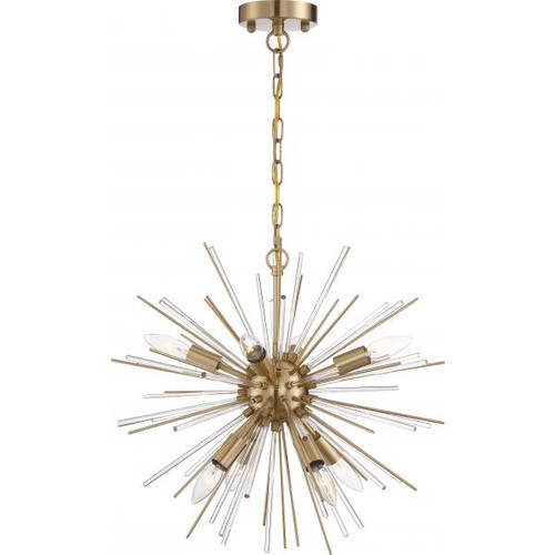 NUVO Lighting NUV-60-6994 Cirrus - 8 Light - Chandelier - Vintage Brass Finish with Glass Rods