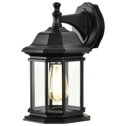 NUVO Lighting NUV-60-6118 Hopkins Outdoor Collection 13 inch Large Wall Light - Matte Black Finish with Clear Glass