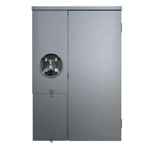 Leviton LP320-MC Outdoor Load Center Meter Combo Ring Type, NEMA 3R with Main Breaker, 200A 30 Spaces, 22KA Interrupt Rating, Enclosure and Door. EUSERC Approved.