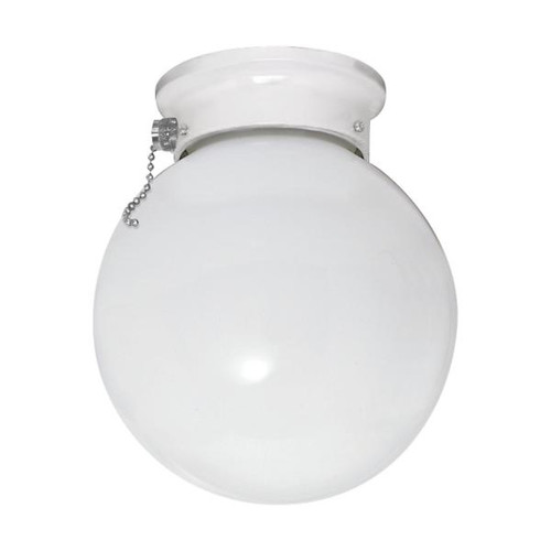 NUVO Lighting NUV-60-712 1 Light - 6 in. - Ceiling Fixture - White Ball with Pull Chain Switch