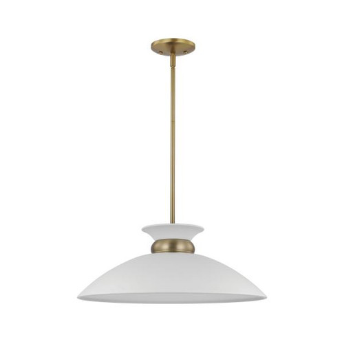 NUVO Lighting NUV-60-7464 Perkins - 1 Light - Medium Pendant - Matte White with Burnished Brass