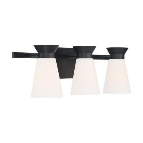 NUVO Lighting NUV-60-7313 Caleta - 3 Light - Vanity Fixture - Black Finish with Frosted Cylindrical Glass