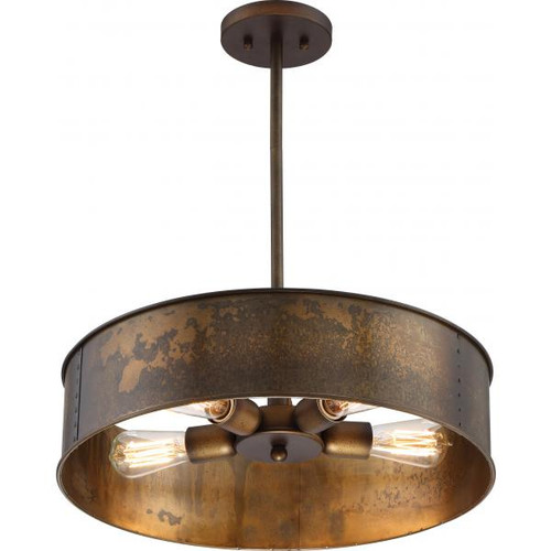 NUVO Lighting NUV-60-5894 Kettle - 4 Light - Pendant with 60W Vintage Lamps Included - Weathered Brass Finish