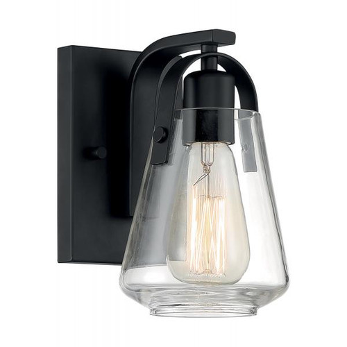 NUVO Lighting NUV-60-7101 Skybridge - 1 Light - Vanity Fixture - Matte Black Finish with Clear Glass