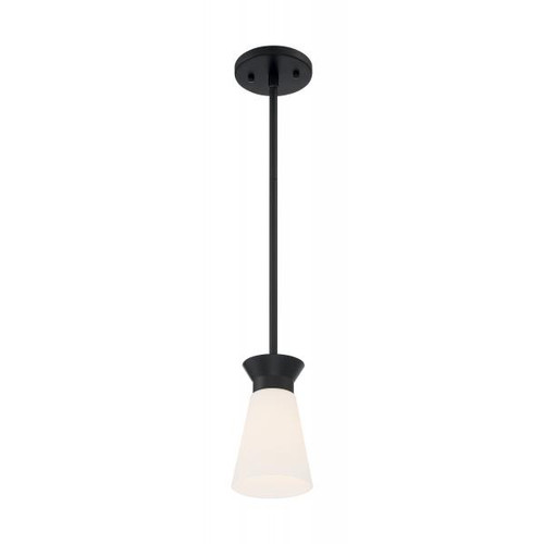 NUVO Lighting NUV-60-7314 Caleta - 1 Light - Mini Pendant Fixture - Black Finish with Frosted Cylindrical Glass