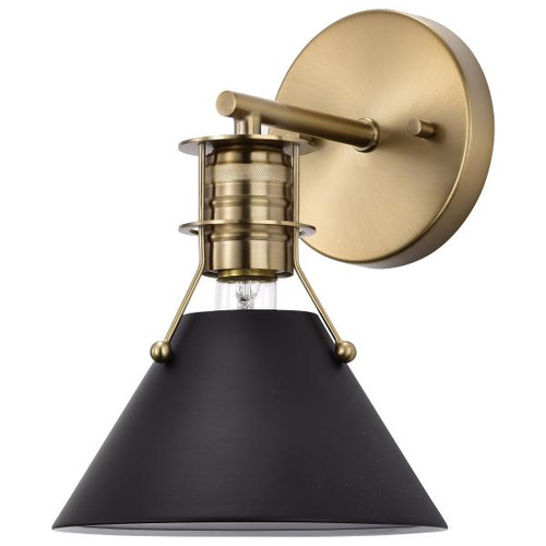 NUVO Lighting NUV-60-7519 Outpost - 1 Light - Wall Sconce - Matte Black with Burnished Brass