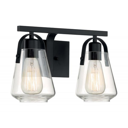 NUVO Lighting NUV-60-7102 Skybridge - 2 Light - Vanity Fixture - Matte Black Finish with Clear Glass