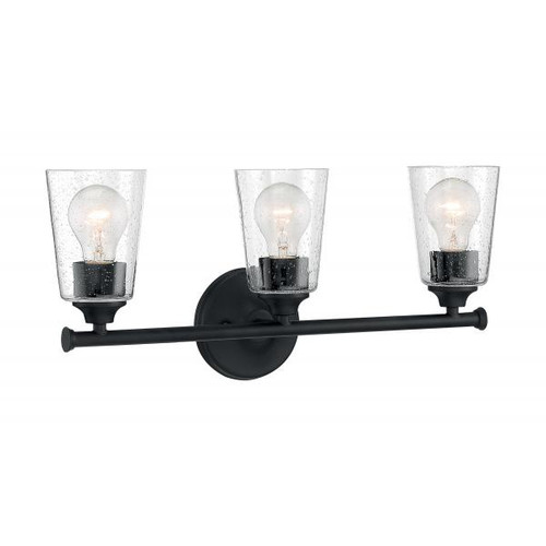 NUVO Lighting NUV-60-7283 Bransel - 3 Light - Vanity Fixture - Matte Black Finish with Clear Seeded Glass