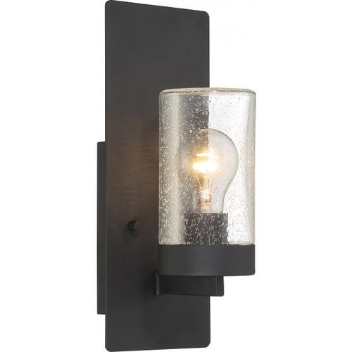 NUVO Lighting NUV-60-6579 Indie - 1 Light - Small Wall Sconce - Textured Black Finish with Clear Seeded Glass