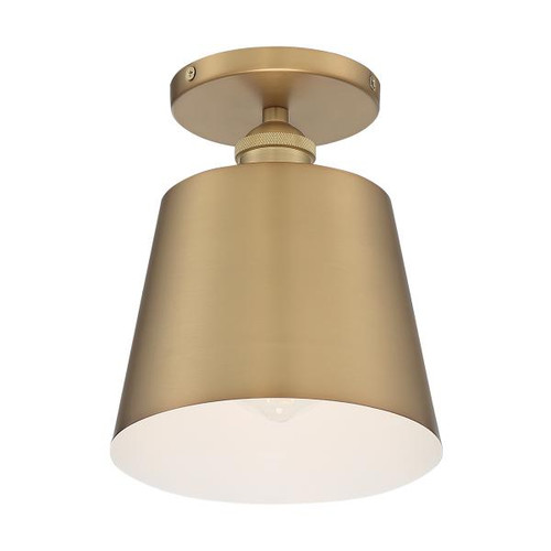 NUVO Lighting NUV-60-7321 Motif - 1 Light - 7 in. - Semi-Flush Brushed Brass with White Accent