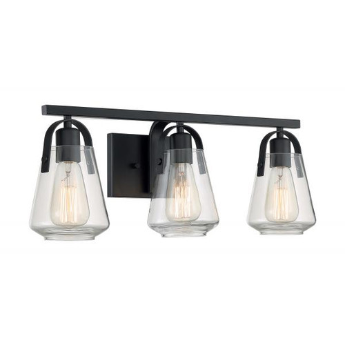 NUVO Lighting NUV-60-7103 Skybridge - 3 Light - Vanity Fixture - Matte Black Finish with Clear Glass