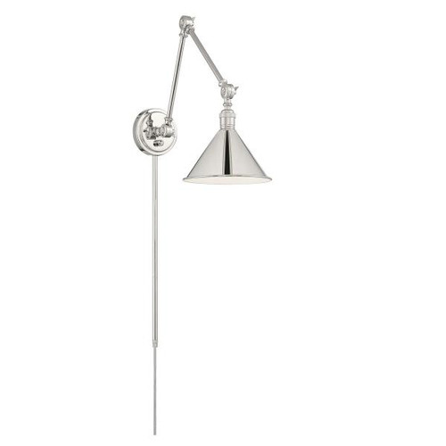 NUVO Lighting NUV-60-7362 Delancey Swing Arm Lamp - Polished Nickel with Switch
