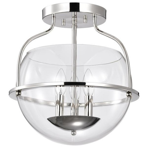 NUVO Lighting NUV-60-7822 Amado 3 Light Semi Flush Mount - Polished Nickel Finish - Clear Glass