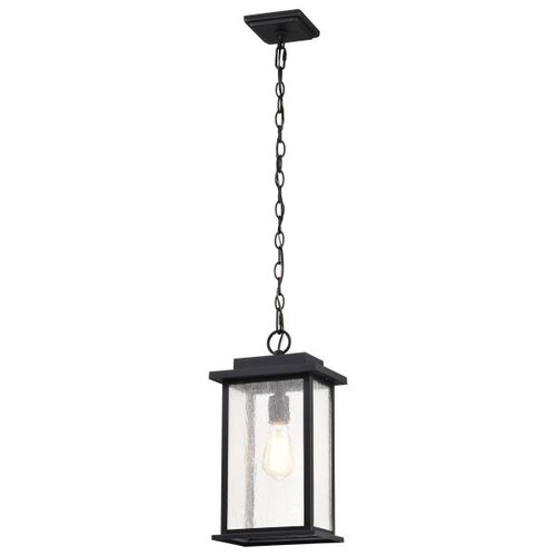 NUVO Lighting NUV-60-7377 Sullivan Collection Outdoor 16 inch Hanging Light - Matte Black Finish with Clear Seeded Glass