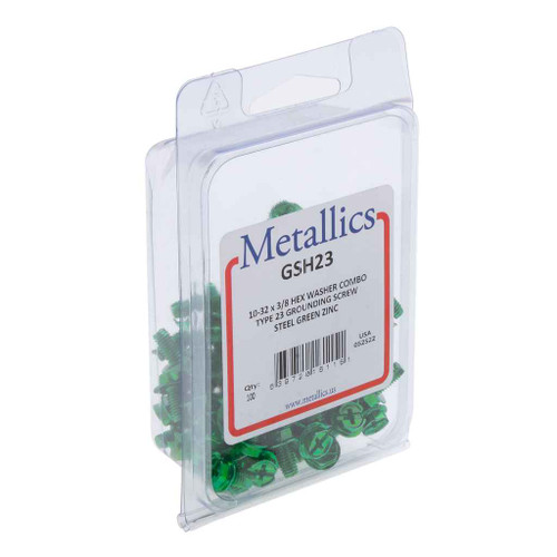 Metallics GSH23 Ground Screw10-32 X 3/8 Hwh Cd Green Steel Zinc (Box 100)