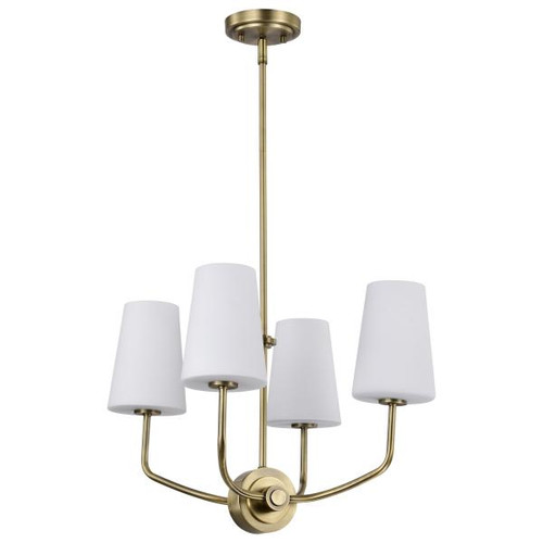 NUVO Lighting NUV-60-7884 Cordello 4 Light Chandelier - Vintage Brass Finish - Etched White Opal Glass