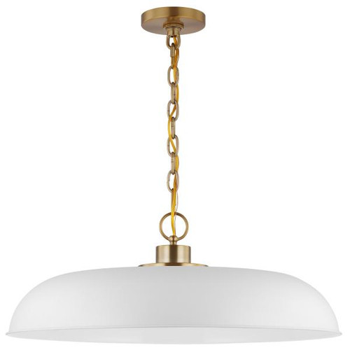 NUVO Lighting NUV-60-7486 Colony - 1 Light - Large Pendant - Matte White with Burnished Brass