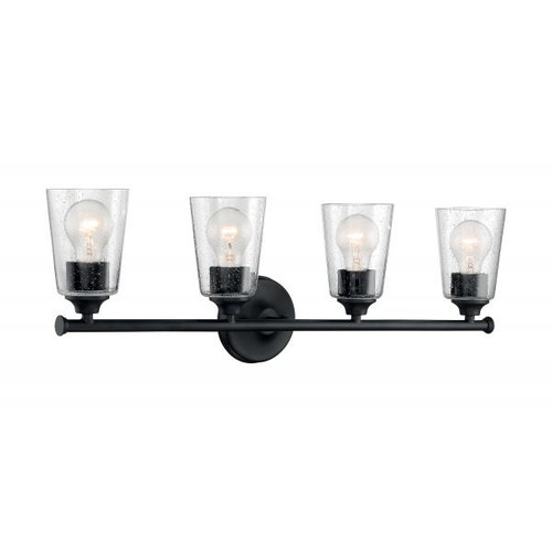 NUVO Lighting NUV-60-7284 Bransel - 4 Light - Vanity Fixture - Matte Black Finish with Clear Seeded Glass