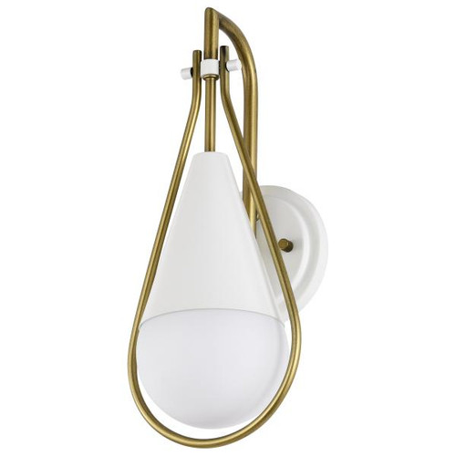 NUVO Lighting NUV-60-7921 Admiral 1 Light Wall Sconce - Matte White and Natural Brass Finish - White Opal Glass