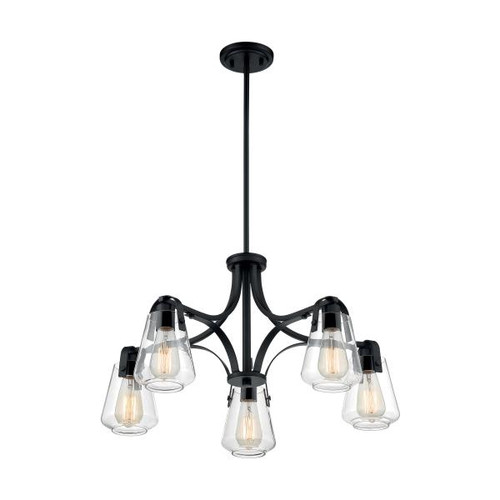 NUVO Lighting NUV-60-7105 Skybridge - 5 Light - Chandelier Fixture - Matte Black Finish with Clear Glass