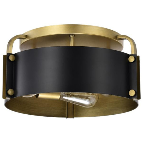 NUVO Lighting NUV-60-7840 Altos 3 Light Semi Flush - 14 Inches - Matte Black and Natural Brass Finish