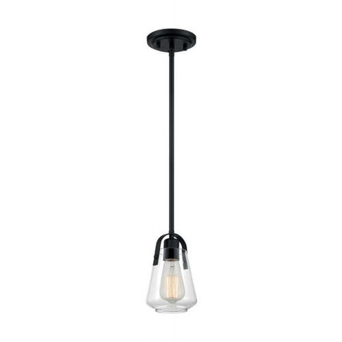 NUVO Lighting NUV-60-7106 Skybridge - 1 Light - Mini Pendant Fixture - Matte Black Finish with Clear Glass