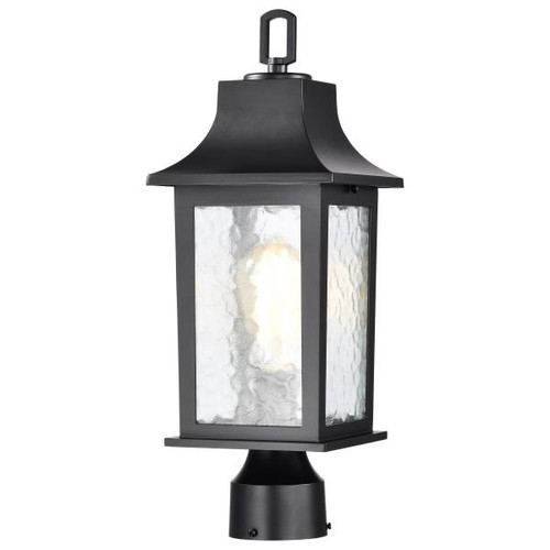 NUVO Lighting NUV-60-5957 Stillwell Collection Outdoor 17 inch Post Light Pole Lantern - Matte Black with Clear Water Glass