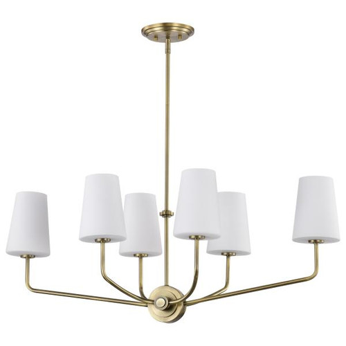 NUVO Lighting NUV-60-7886 Cordello 6 Light Island Pendant - Vintage Brass Finish - Etched White Opal Glass