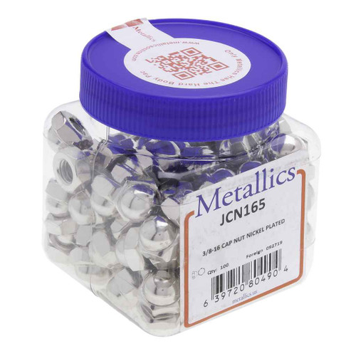Metallics JCN165 Nuts 3/8-16 Cap Nut St-Ni-P (Jar 100)