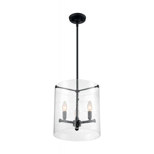 NUVO Lighting NUV-60-7287 Bransel - 3 Light - Pendant Fixture - Matte Black Finish with Clear Seeded Glass