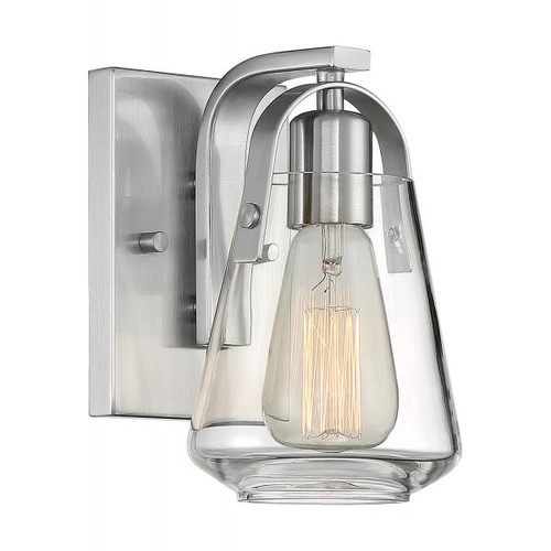 NUVO Lighting NUV-60-7111 Skybridge - 1 Light - Vanity Fixture - Brushed Nickel Finish with Clear Glass