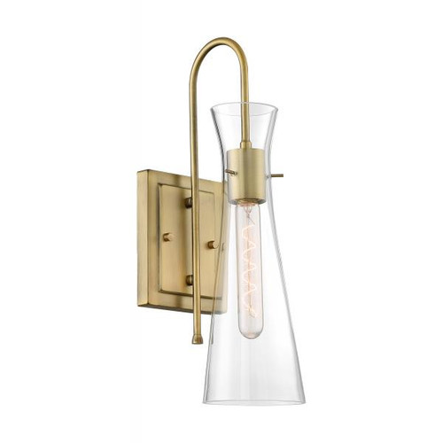 NUVO Lighting NUV-60-6857 Bahari - 1 Light - Wall Sconce Fixture - Vintage Brass Finish with Clear Glass