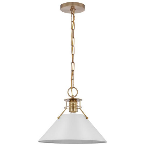 NUVO Lighting NUV-60-7524 Outpost - 1 Light - Medium Pendant - Matte White with Burnished Brass