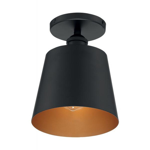 NUVO Lighting NUV-60-7331 Motif - 1 Light - 7 in. - Semi-Flush Black with Gold Accent