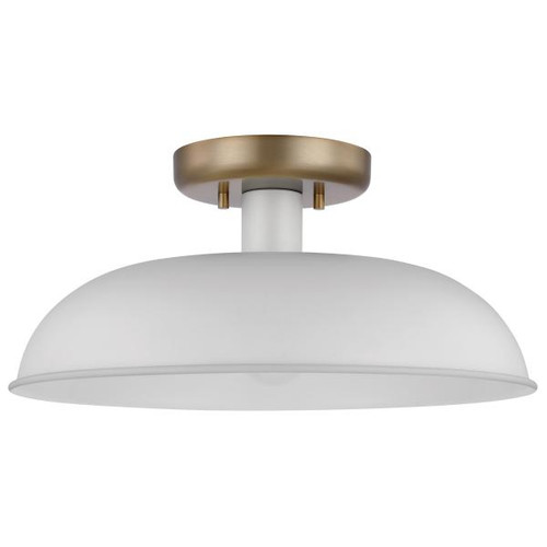 NUVO Lighting NUV-60-7490 Colony - 1 Light - Small Semi-Flush Mount Fixture - Matte White with Burnished Brass