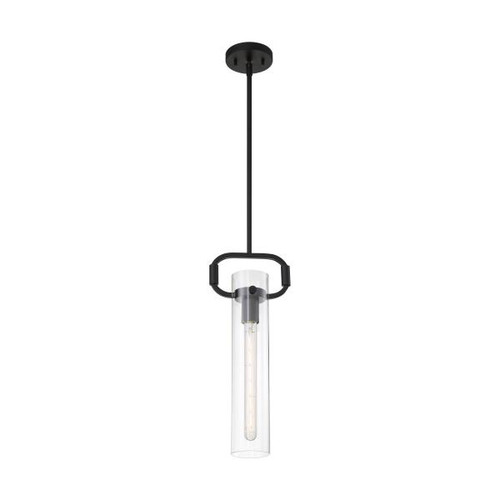 NUVO Lighting NUV-60-7153 Teresa - 1 Light - Cylinder Pendant Fixture - Matte Black Finish with Clear Glass