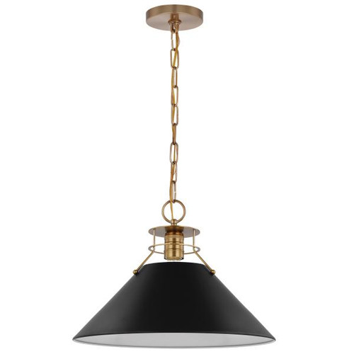 NUVO Lighting NUV-60-7525 Outpost - 1 Light - Large Pendant - Matte Black with Burnished Brass