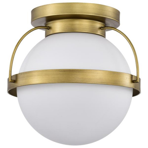 NUVO Lighting NUV-60-7780 Lakeshore 1 Light Small Flush - Natural Brass Finish - White Opal Glass