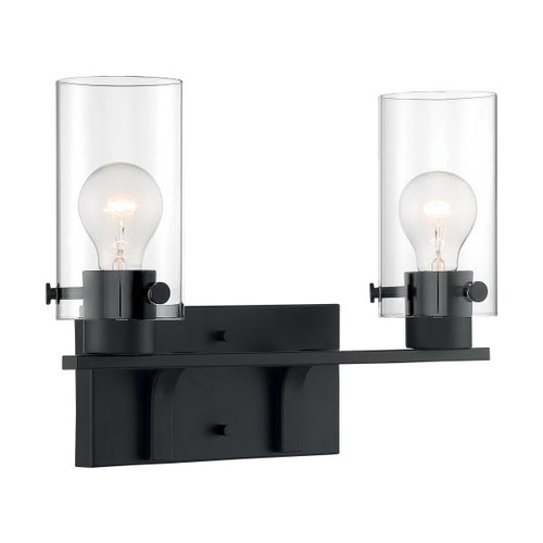 NUVO Lighting NUV-60-7272 Sommerset - 2 Light - Vanity Fixture - Matte Black Finish with Clear Glass