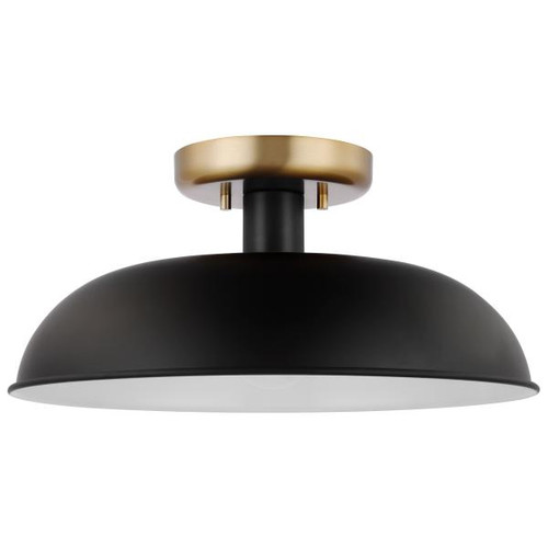 NUVO Lighting NUV-60-7491 Colony - 1 Light - Small Semi-Flush Mount Fixture - Matte Black with Burnished Brass