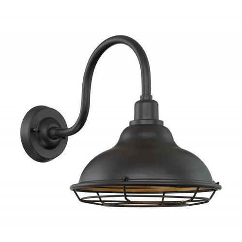 NUVO Lighting NUV-60-7012 Newbridge - 1 Light - Large Outdoor Wall Sconce Fixture - Dark Bronze Finish with Gold Accents
