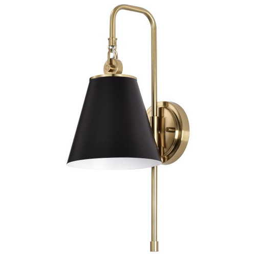 NUVO Lighting NUV-60-7445 Dover - 1 Light - Wall Sconce - Black with Vintage Brass